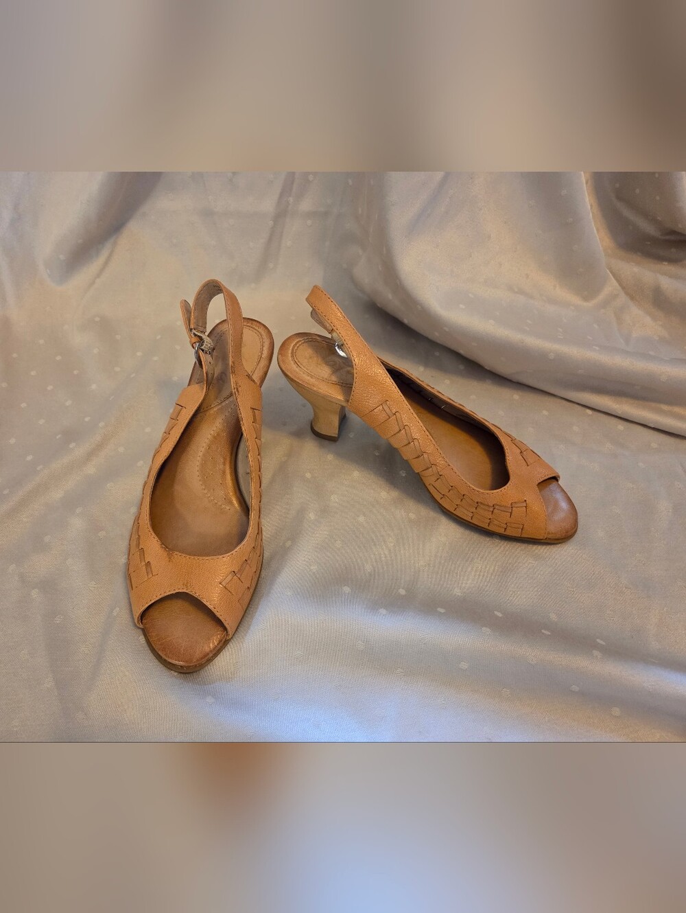 Naya "Fandanga" Slingback Peep-Toe Heels